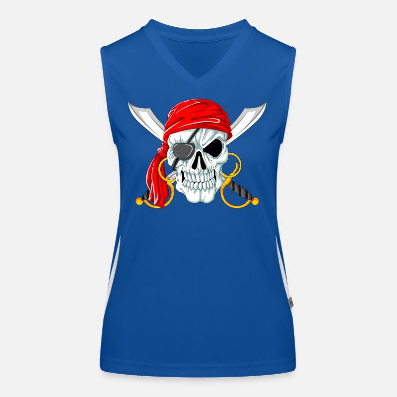 Crâne de pirate avec épées, Jolly Roger Design Débardeur respirant contrasté Femme