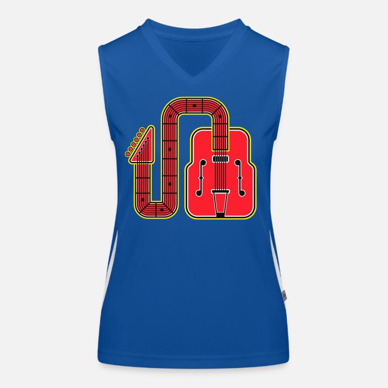 Red Abstract Shape Retro-Gitarre Funktionelles Kontrast-Tank Top für Frauen