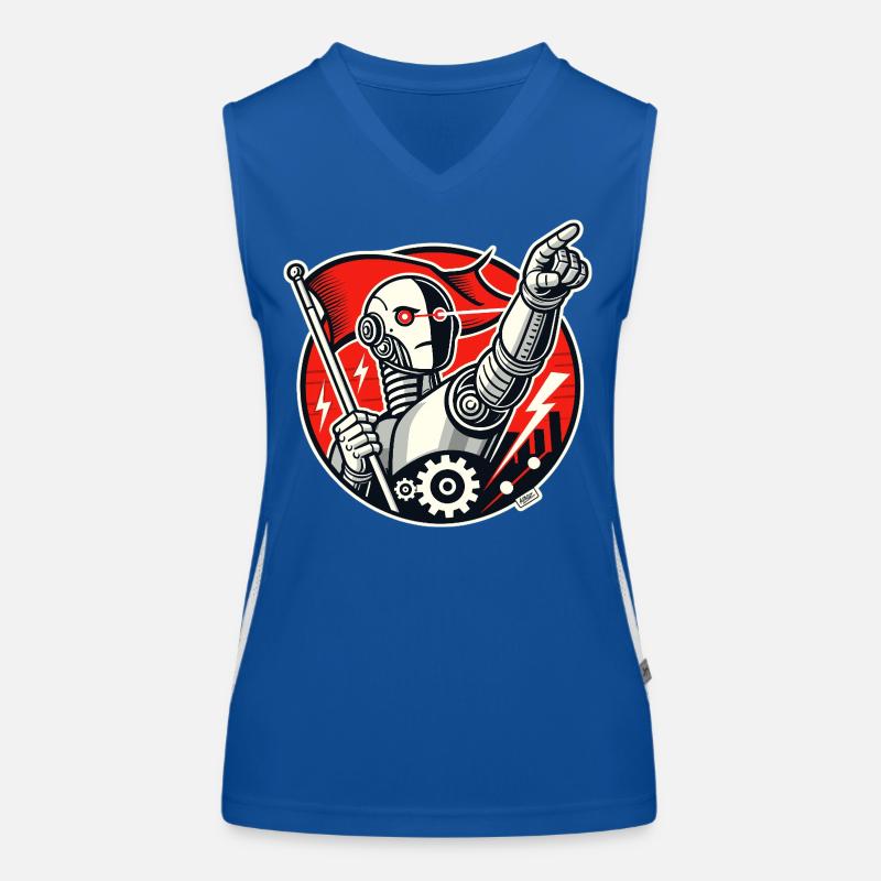 Robot avec drapeau et bras tendu Débardeur respirant contrasté Femme