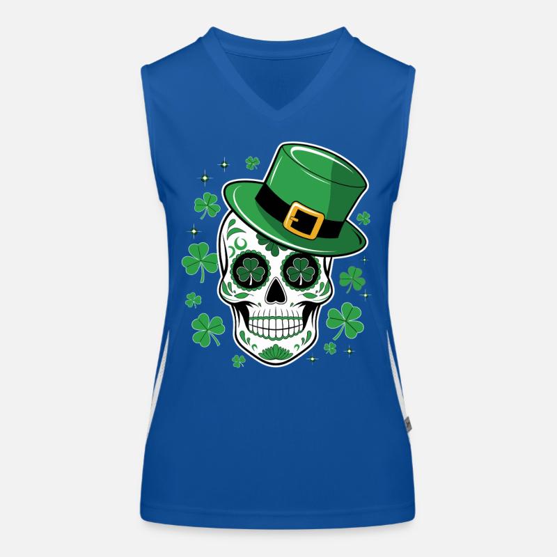 Crâne vert avec chapeau de saint Patrick Débardeur respirant contrasté Femme