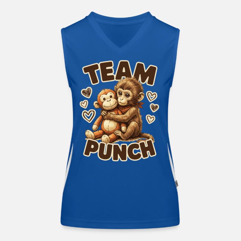 Cute Baby Monkey Named Punch Plush Hugging Women's Functional Contrast Tank Top