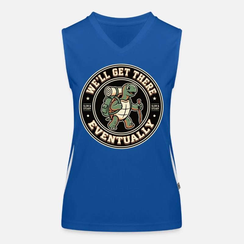 Schildkröte Wandern Spruch Eventually Funktionelles Kontrast-Tank Top für Frauen