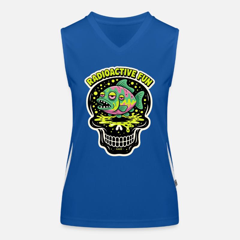 Radioactive Fish Skull Neon Print Women's Functional Contrast Tank Top