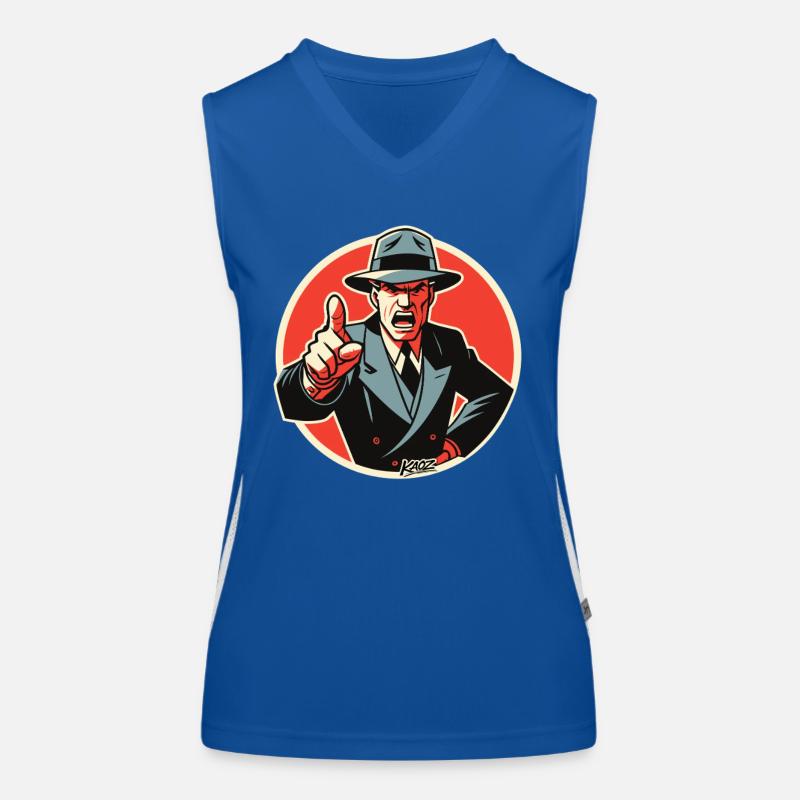 Retro-Noir-Mobster-Typ zeigt auf Funktionelles Kontrast-Tank Top für Frauen