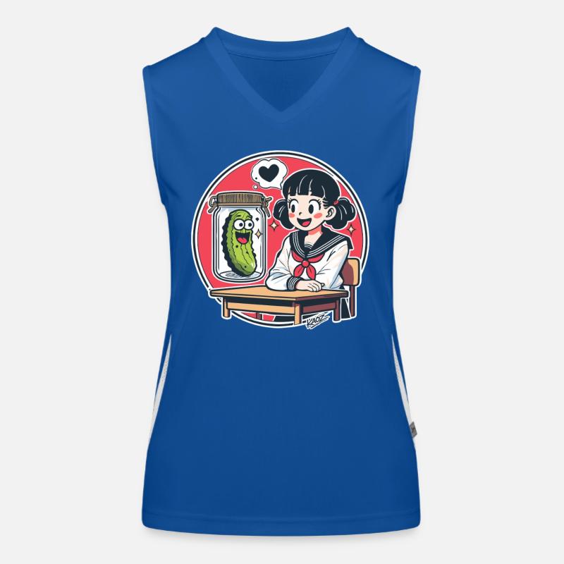 Cornichon Kawaii dans un bocal et écolière à l’école Débardeur respirant contrasté Femme