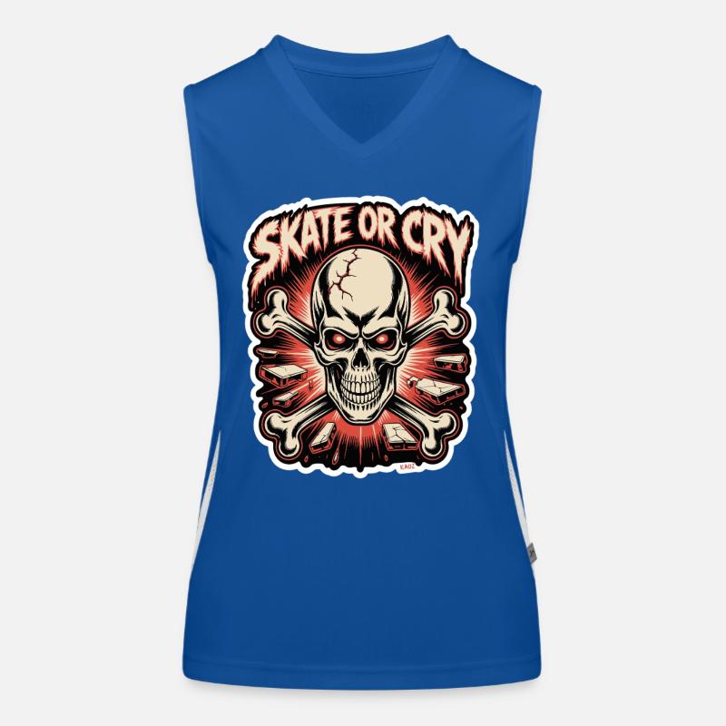 Skate- oder Cry-Skull-Tee-Design Funktionelles Kontrast-Tank Top für Frauen