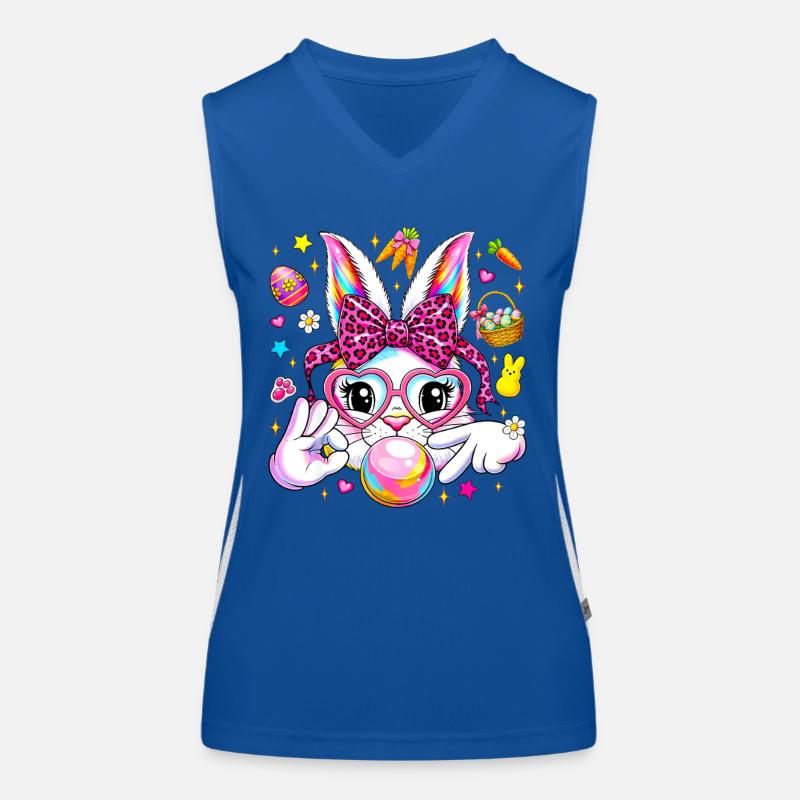 Cute bunny rabbit face leopard coquette bow six  Funktionelles Kontrast-Tank Top für Frauen