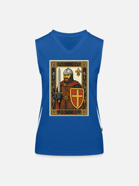 Medieval Knight Tile Emblem - Women's Functional Contrast Tank Top - royal/white - Front