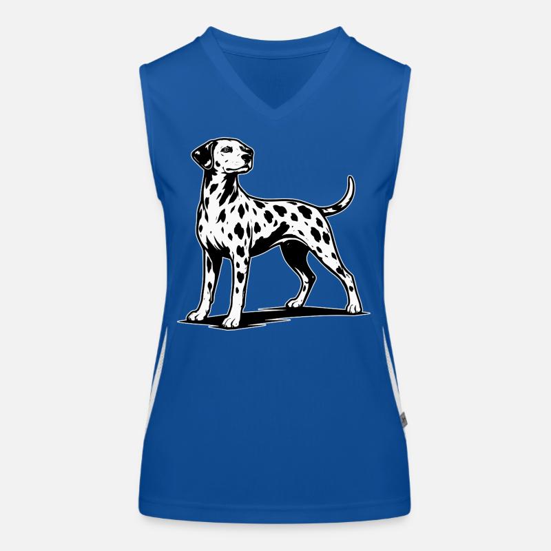 Dalmatiner Silhouette schwarzweiß Funktionelles Kontrast-Tank Top für Frauen