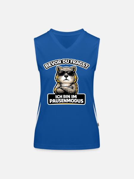 Bevor du fragst Im Pausenmodus Spruch - Funktionelles Kontrast-Tank Top für Frauen - Royal/Weiß - Vorne
