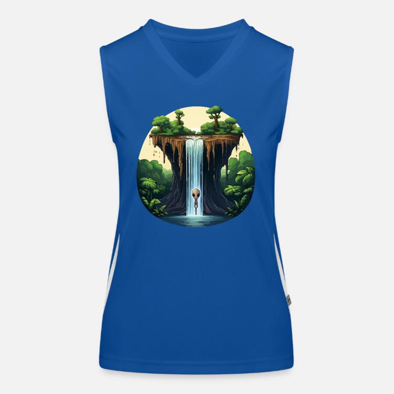 Extraterrestre à la cascade dans la jungle Débardeur respirant contrasté Femme