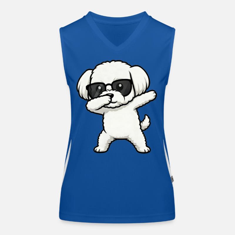 Dabbing Malteser Funktionelles Kontrast-Tank Top für Frauen