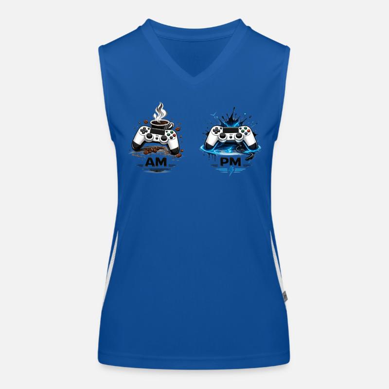 AM Coffee PM Gaming Débardeur respirant contrasté Femme
