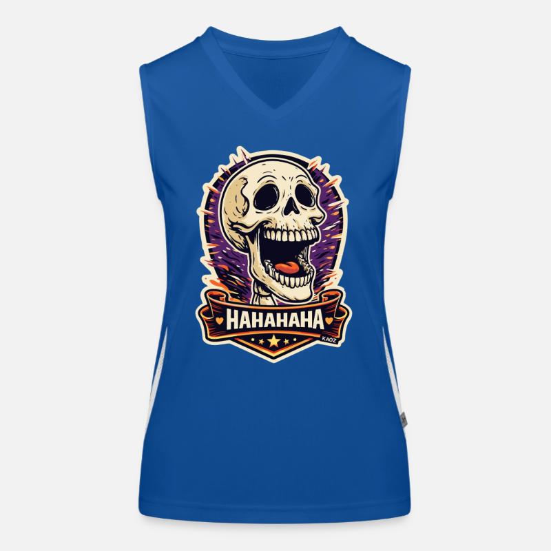 Laughing Skull Burst Sticker Women's Functional Contrast Tank Top