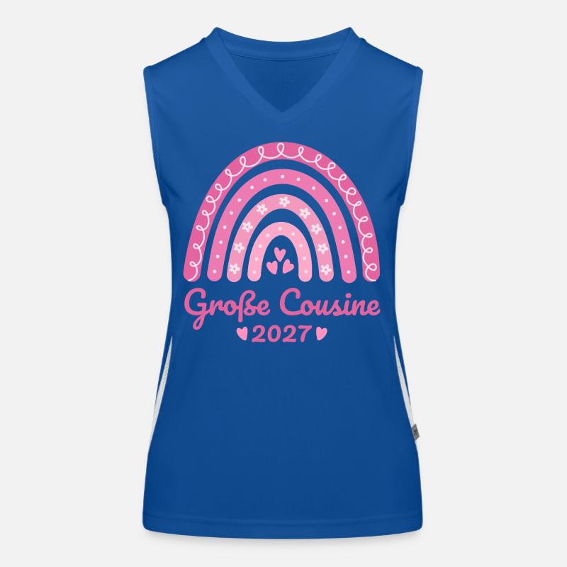 Große Cousine 2027 Boho Regenbogen rosa Funktionelles Kontrast-Tank Top für Frauen