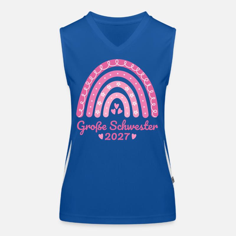 Große Schwester 2027 Regenbogen rosa Funktionelles Kontrast-Tank Top für Frauen