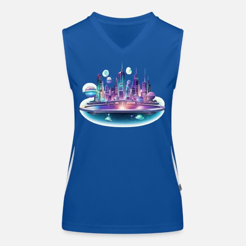 Silhouette de la Cité Spatiale Néon Débardeur respirant contrasté Femme