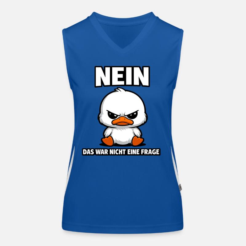 Nein das war nicht eine Frage Enten Spruch Funktionelles Kontrast-Tank Top für Frauen