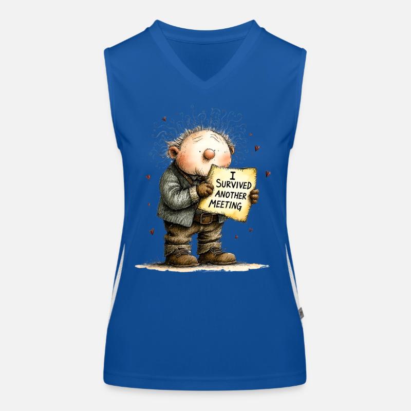 I survived another meeting Büro Humor Spruch Funktionelles Kontrast-Tank Top für Frauen