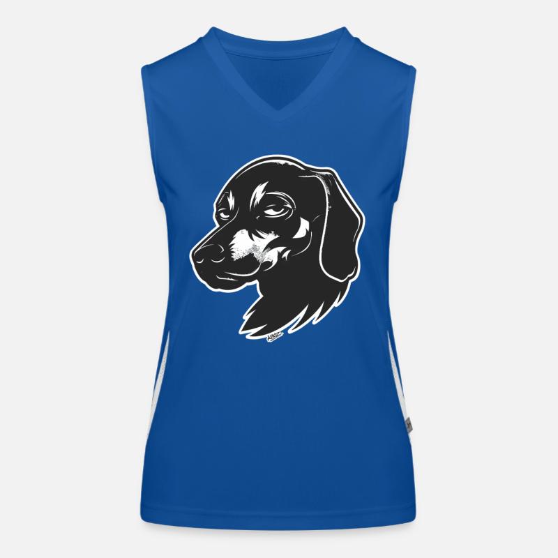 Dackel Silhouette Aufkleber Funktionelles Kontrast-Tank Top für Frauen