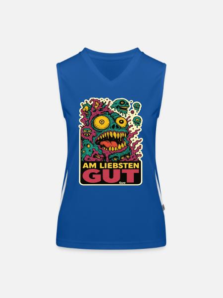 Monster Gesicht Am Liebsten Gut - Funktionelles Kontrast-Tank Top für Frauen - Royal/Weiß - Vorne