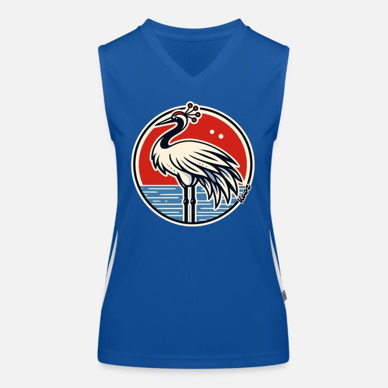 Crane at Sunset Circle Women's Functional Contrast Tank Top