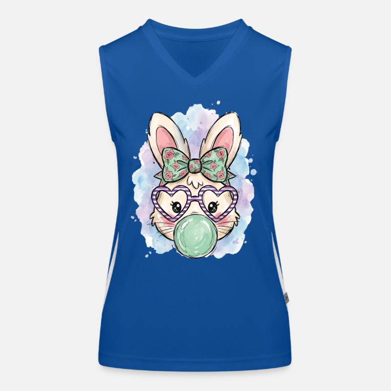 Bunny Wearing Glasses Bubble Gum Rabbit Women's Functional Contrast Tank Top
