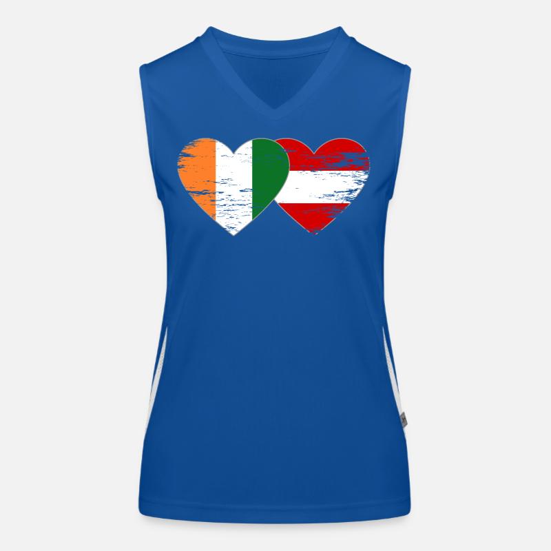 Côte d'Ivoire Austria Flag Heart Women's Functional Contrast Tank Top