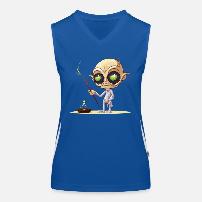 Peintre extraterrestre avec de la poussière d’or Débardeur respirant contrasté Femme