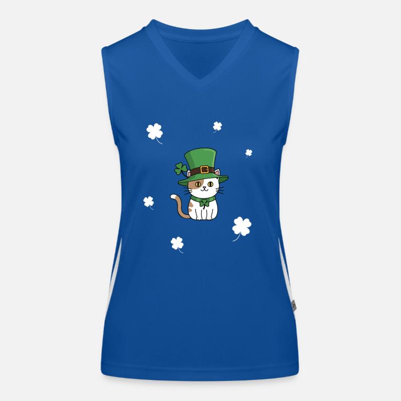 Chat de la Saint-Patrick - Débardeur respirant contrasté Femme - bleu/blanc