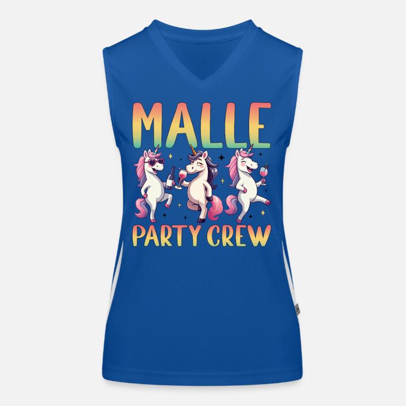 Malle Einhorn Party Crew Funktionelles Kontrast-Tank Top für Frauen