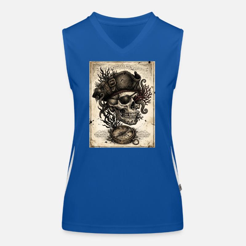 Crâne pirate et compas Débardeur respirant contrasté Femme
