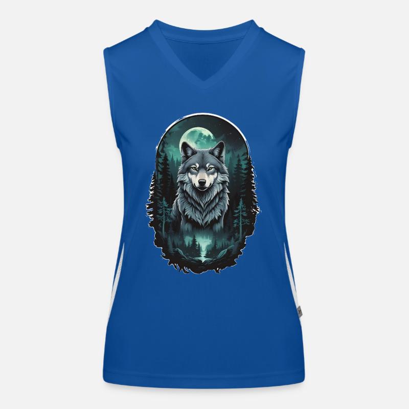 Mondwolf im Dunkelwald Funktionelles Kontrast-Tank Top für Frauen