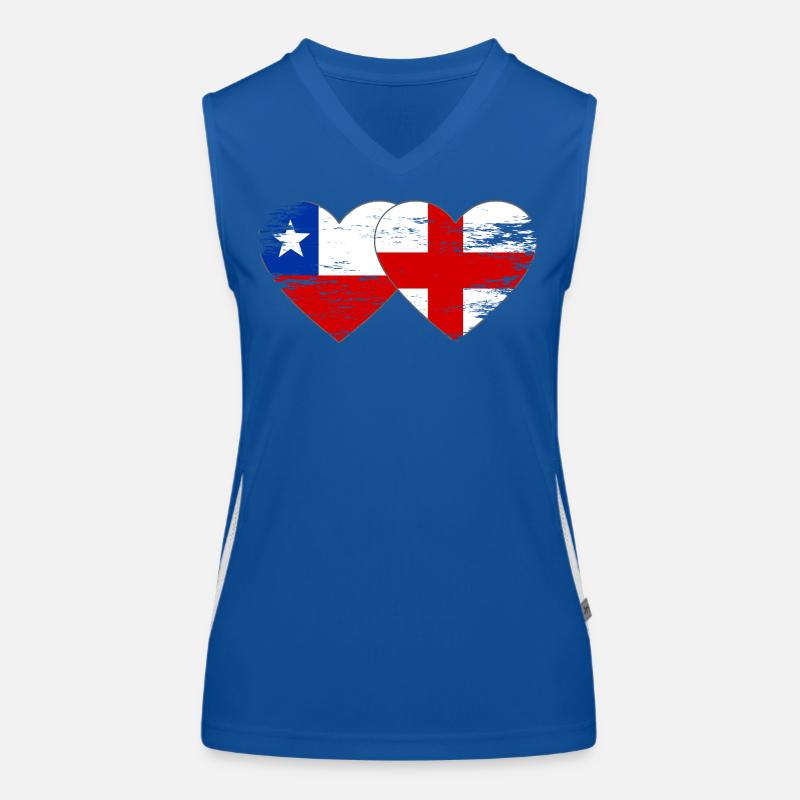Chile England flagge Herz Funktionelles Kontrast-Tank Top für Frauen