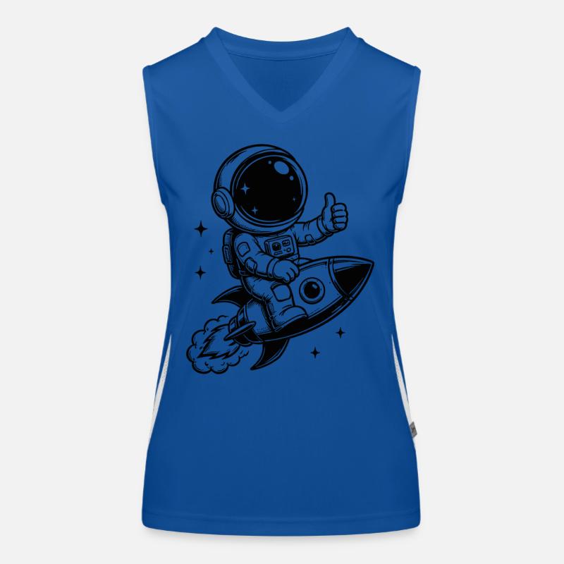 Astronaut on rocket space adventure Women's Functional Contrast Tank Top
