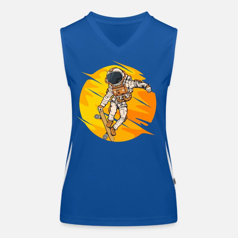 Astronaut Skateboard Sprung Funktionelles Kontrast-Tank Top für Frauen