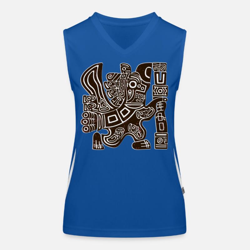 Aztec Eagle Warrior Tribal Ancient Totem - Women's Functional Contrast Tank Top - royal/white