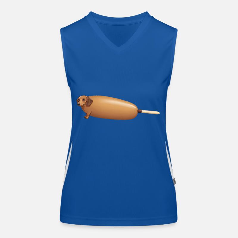 Hot Dog Dackel - Lustiges Hunde Design Funktionelles Kontrast-Tank Top für Frauen