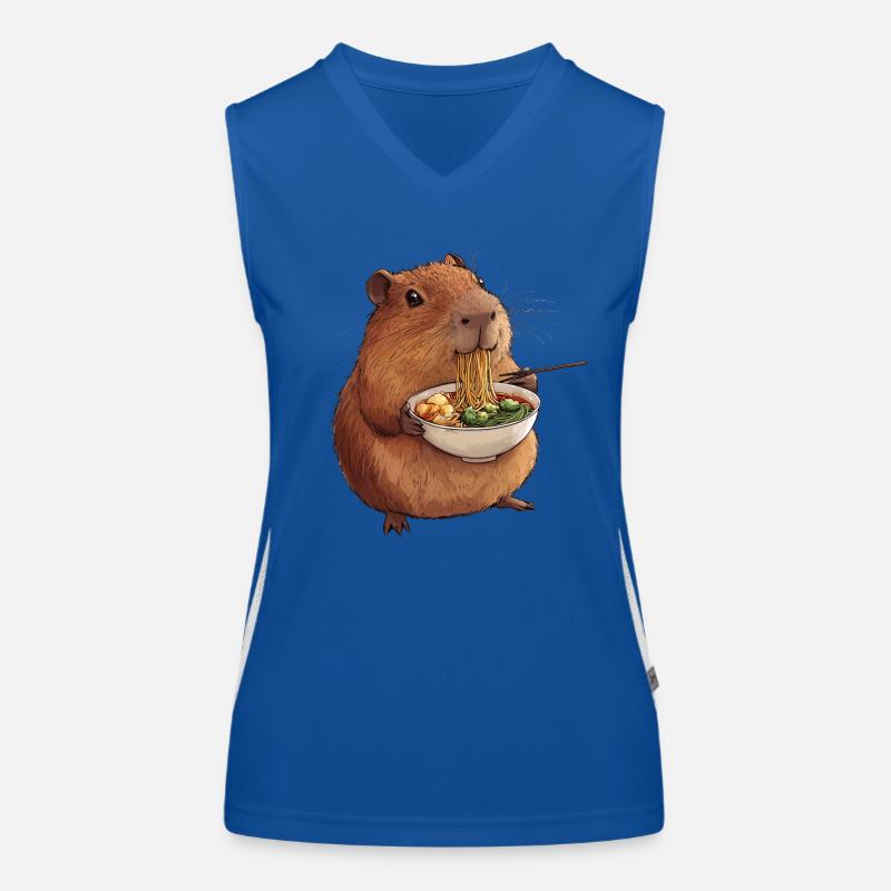 Capybara isst Ramen Funktionelles Kontrast-Tank Top für Frauen