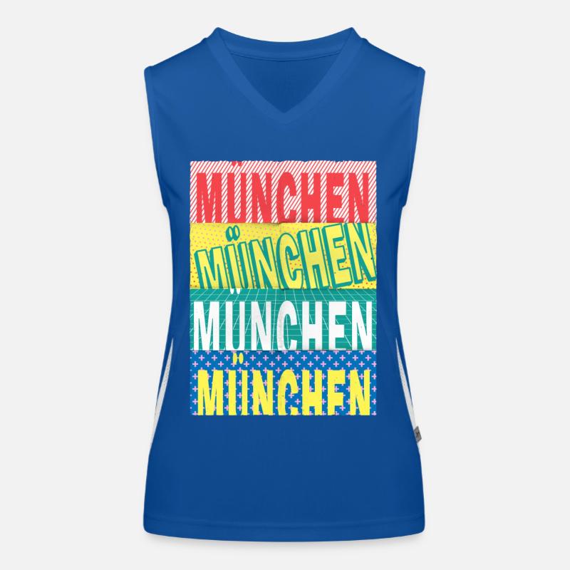 Munich Germany City Font Skyline Women's Functional Contrast Tank Top