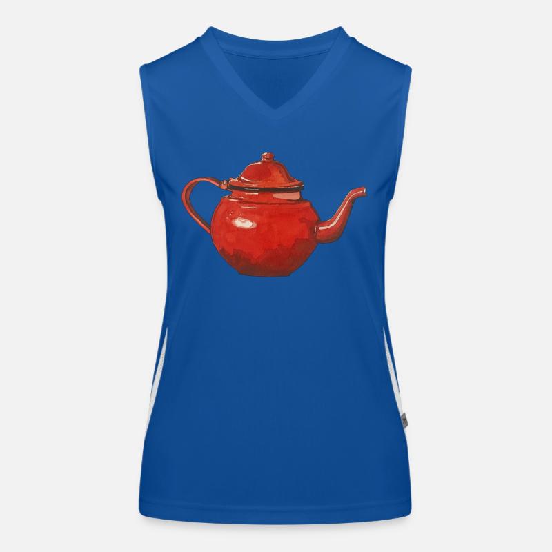 Théière rouge Cafetière émaillée Débardeur respirant contrasté Femme