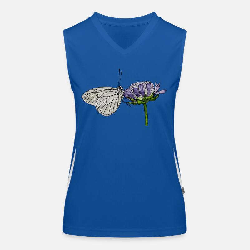 Papillon Fleur Arbre Blanc Entomologiste Débardeur respirant contrasté Femme