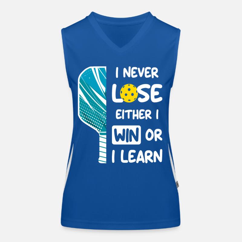 Ich verliere nie, ich gewinne oder lerne Pickleball Funktionelles Kontrast-Tank Top für Frauen