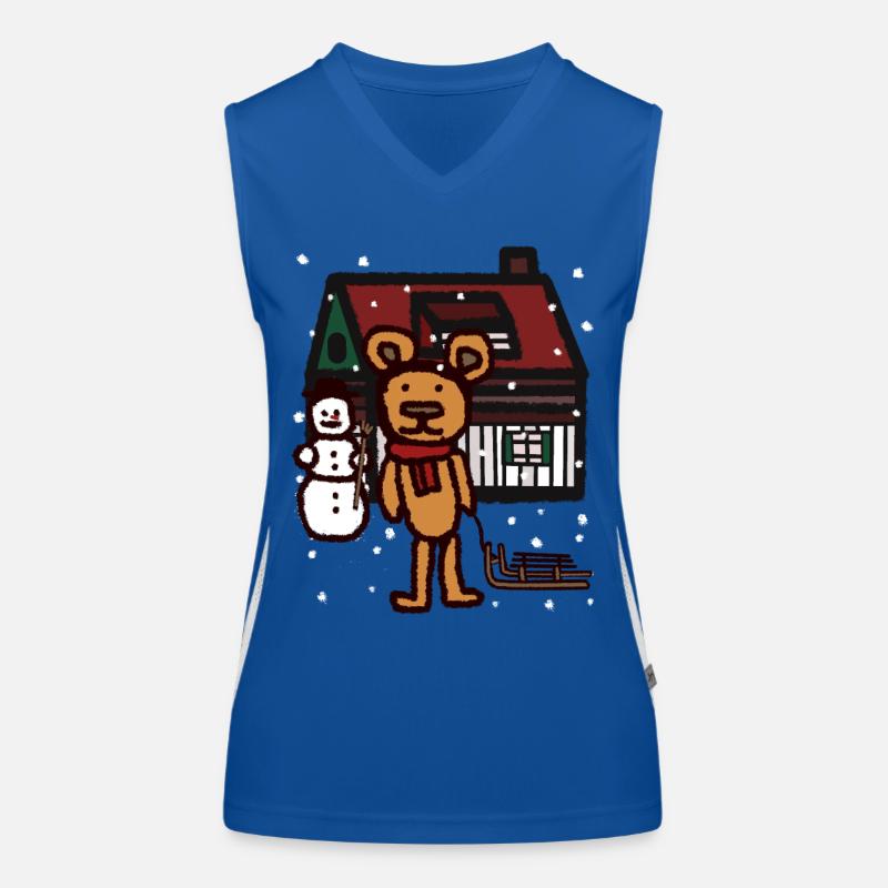 Teddy Schneefall Weihnachtsgeschenk Schlitten Kind Funktionelles Kontrast-Tank Top für Frauen