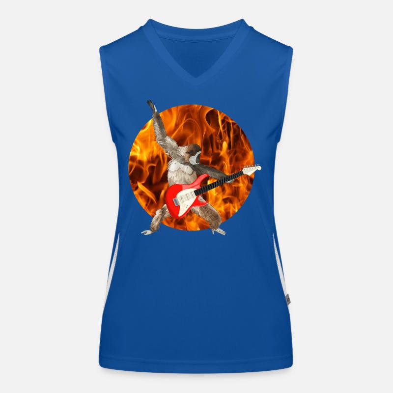 Monkey Whitebeard Gibbon Electric Guitar Fire Lets Rock Women's Functional Contrast Tank Top