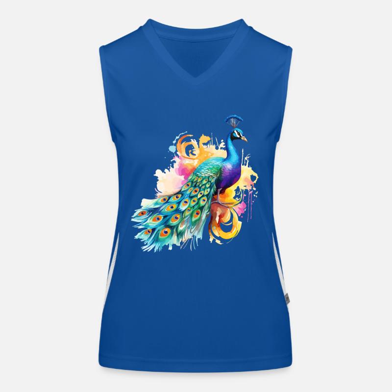 Peacock Flowers Peacock Feather Exotic Colorful Colorful Women's Functional Contrast Tank Top