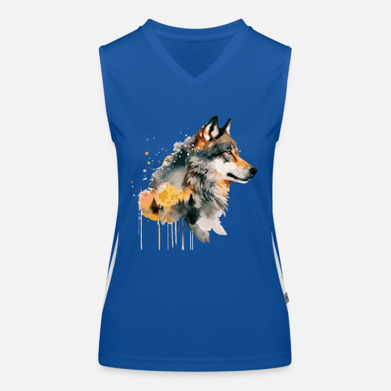 Wolf Aquarelle Art Head Wolf’s Head Nature Wilderness Débardeur respirant contrasté Femme