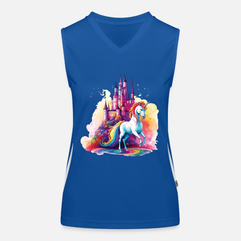 Unicorn Rainbow Castle Colorful Magic Fantasy Women's Functional Contrast Tank Top