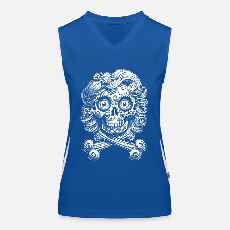 Os bouclés : Chemise de tatouage de crâne décontractée Débardeur respirant contrasté Femme