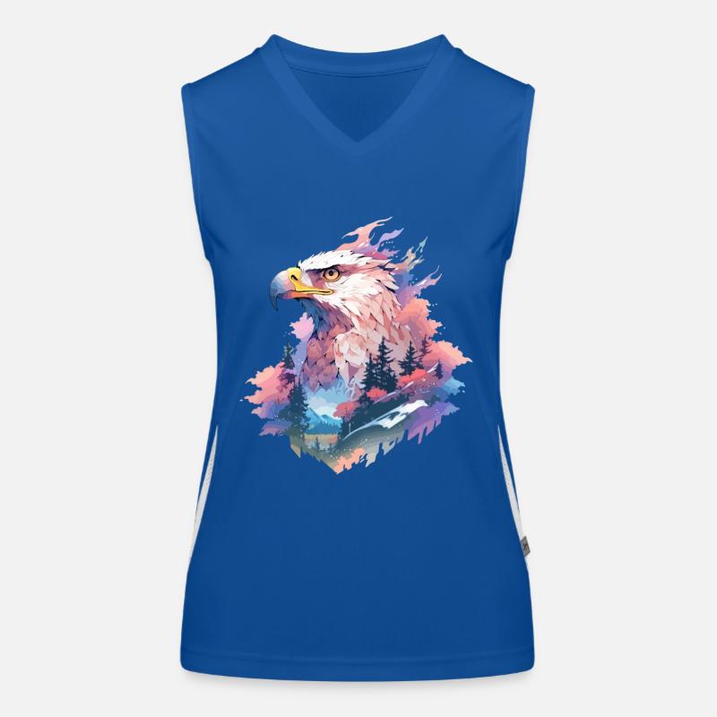 Eagle Head Nature Wilderness Forest Trees Mountains Women's Functional Contrast Tank Top